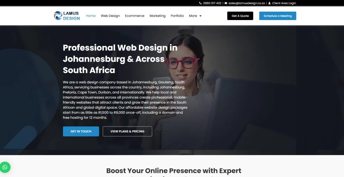 Lamus Design is one of the leading website designers in Johannesburg. They offer affordable website design packages start from as little as R1,500 to R9,000 once-off, including a domain and free hosting for 12 months.